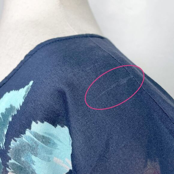 Johnny Was Blue Floral Cotton Side Slit Tunic Top - Picture 4 of 9